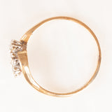 Bypass-Ring aus 9 Karat Gelb- und Weißgold mit Diamanten im Brillantschliff (ca. 0.26 ctw), Jahr 1986