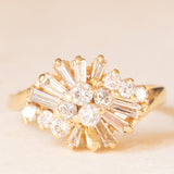 Vintage-Ballerina-Ring aus 18-karätigem Gelbgold mit Diamanten im Brillant- und Spitzschliff (ca. 0.70 ctw), 80er Jahre