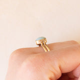Anello doppio girevole vintage in oro giallo 9K con amazonite e ambra, anni ‘70/‘80