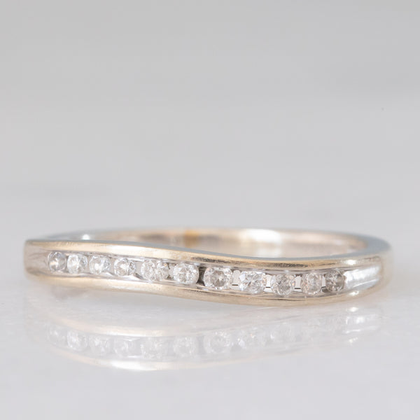Veretta vintage con montatura a onda in oro bianco 9K con diamanti di taglio brillante (0.12ctw ca.), anni ‘90
