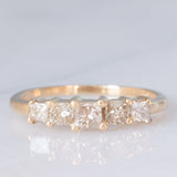 Veretta vintage in oro giallo 14K con diamanti fancy brown di taglio princess (1ctw ca.), anni ‘90