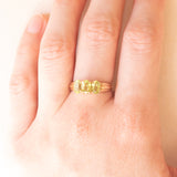 Vintage-Trilogie aus 9-karätigem Gelbgold mit Peridoten (ca. 1 Karat), Jahr 1997