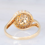 Anello tourbillion vintage in oro giallo 14K e diamanti (1.10ctw ca.), anni '70