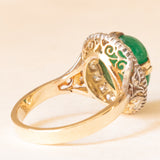 Vintage-Gänseblümchenring aus 14-karätigem Gelb- und Weißgold mit Smaragd (ca. 6 Karat) und Diamanten (ca. 0.85 Karat), 60er Jahre