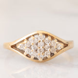 Anello vintage in oro giallo 9K con diamanti (0.19ctw ca.), anni ‘70/‘80