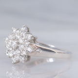 Anello a fiocco di neve in platino con diamanti di taglio brillante (0.50ctw), anni ‘70/‘80