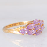 Anello in oro giallo 9K con zaffiri rosa sintetici (1.24ctw)