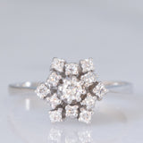 Anello a fiocco di neve in oro bianco 18K con diamanti (0.28ctw ca.), anni ‘70