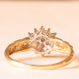 Vintage-Diamant-Blumenring aus 9-karätigem Gelb- und Weißgold (ca. 0.20 ctw), 70er Jahre