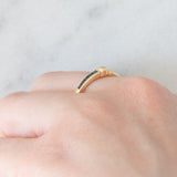 Tre anelli vintage in oro giallo 14K con rubini/smeraldi/zaffiri e diamanti, anni ‘70