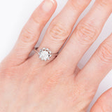 Solitario in oro bianco 18K con diamante di taglio vecchia miniera (0.97ct ca.)