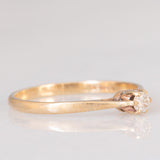 Solitario vintage in oro giallo 9K con diamante di taglio brillante (0.10ct ca.), anno 1982