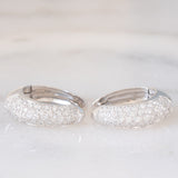 Orecchini a cerchio vintage in oro bianco 18K con pavé di diamanti (1ctw ca.), anni ‘80
