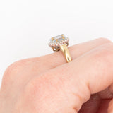 Anello vintage in oro giallo 9K con acquamarine (1.70ctw ca.) e diamanti (0.20ctw ca.), anno 2005