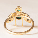 Fliegenring aus einer antiken Brosche aus 18 Karat Gelbgold und Silber mit Smaragden und Diamanten im Rosettenschliff