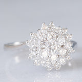 Anello a fiocco di neve in oro bianco 14K con diamanti di taglio brillante (1ctw ca.), anni ‘70/‘80