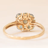 Modern flower ring in 9K yellow gold with treated green topaz (approx. 0.60ctw), year 2005