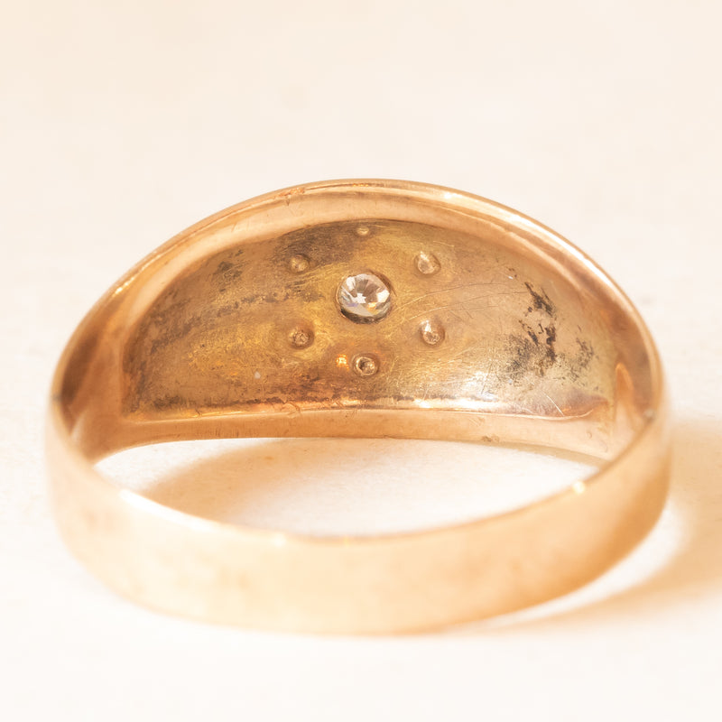 Anello Antico In Oro 18k Con Pasta Di Vetro Verde E Diamanti , Anni 30 - Foto 3