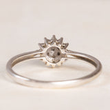 Bague fleur vintage en or blanc 9 carats et diamants (environ 0.20 ct), années 80