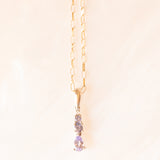 Vintage necklace with 9K yellow gold chain and 9K white gold pendant with tanzanites (approx. 0.28ctw) and diamond, 80s