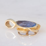 Ciondolo vintage in oro giallo 9K con fluorite (4.30ct ca.), anni ‘80