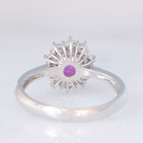 Anello a margherita vintage in platino con rubino (0.33ct) e diamanti (0.57ctw), anni ‘70