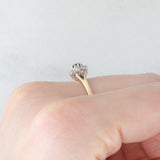 Anello a margherita vintage in oro giallo 9K con zaffiro (0.10ct ca.) e diamanti (0.08ctw ca.), anno 1987