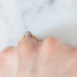 Vintage Solitärring aus 14-karätigem Gelbgold mit Diamant im alten europäischen Schliff (ca. 0.16 ct), 50er Jahre