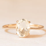 Solitario vintage in oro giallo 9K con quarzo citrino (1ct ca.), anno 1981
