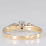 Solitario vintage in oro giallo 9K con diamanti (centrale di taglio brillante e di 0.20ct ca.)