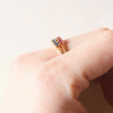 Veretta vintage in oro giallo 18K con zaffiri (0.35ctw ca.), anni ‘60/‘70