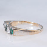 Veretta antica in oro giallo 14K con smeraldi (0.30ctw ca.) e diamanti (0.30ctw ca.), anni ‘20/‘30