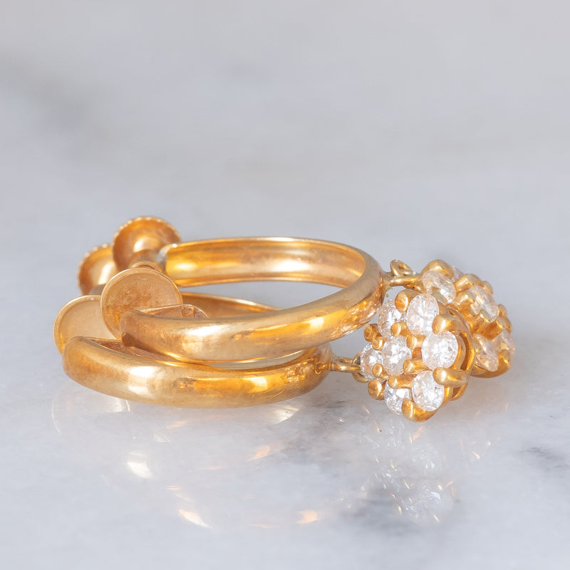 Orecchini A Cerchio Con Cristalli Vintage – Oro – Gioielli A Bottone Per Donne E Ragazze – 2 Pezzi