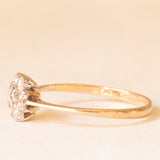Anello a margherita vintage in oro giallo 9K con diamanti (0.12ctw ca.), anno 1984