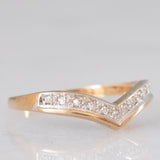 Anello a “V” in oro giallo e bianco 9K con diamanti (0.05ctw ca.), anno 1989