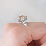 Anello ballerina in platino con topazio imperiale (1.85ct) e diamanti (0.72ctw), anni ‘80/‘90