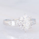 Anello a fiore vintage in platino con diamanti (1.33ctw), anni ‘90