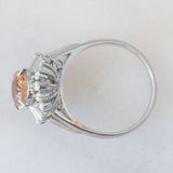 Anello ballerina in platino con topazio imperiale (1.85ct) e diamanti (0.72ctw), anni ‘80/‘90