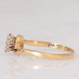 Toi et Moi vintage in oro giallo 9K con diamanti di taglio brillante (0.28ctw ca.), anni ‘80