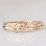 Anello a fascia vintage in oro giallo 9K con diamanti (0.18ctw ca.)