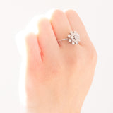 Vintage-Schneeflockenring aus 14-karätigem Weißgold mit Diamanten im Brillantschliff (ca. 1 Karat), 60er Jahre