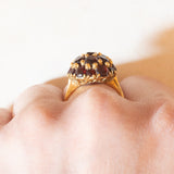 Vintage-Ring aus 18 Karat Gelbgold mit Granaten, 50er/60er Jahre
