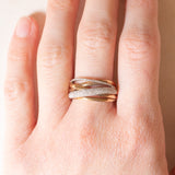 Vintage-Ring aus 9-karätigem Gelb- und Weißgold mit Diamanten (ca. 0.50 ctw), 60er/70er Jahre