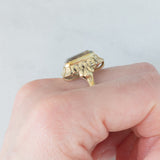 Anello da cocktail vintage in oro giallo 8K con acquamarina (2.50ct ca.), anni ‘60/‘70