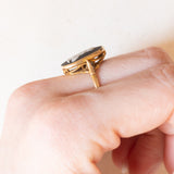 Vintage-Ring aus 9-karätigem Gelbgold mit Jaspis, 1975