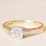 Art-Déco-Solitär aus 9-karätigem Gelbgold und Platin mit Diamant im alten Minenschliff (ca. 0.10 ct), 20er/30er Jahre