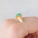 Anello a fascia vintage in oro giallo 9K con crisoprasio, anni ‘80