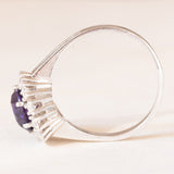 Vintage-Gänseblümchenring aus 14-karätigem Weißgold mit Amethyst (ca. 1.90 ct) und Diamanten im Brillantschliff (ca. 0.48 ctw), 70er Jahre