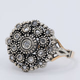 Anello antico a toppa in oro giallo 18K e argento con diamanti di taglio rosetta (0.15ctw ca.), primi del ‘900