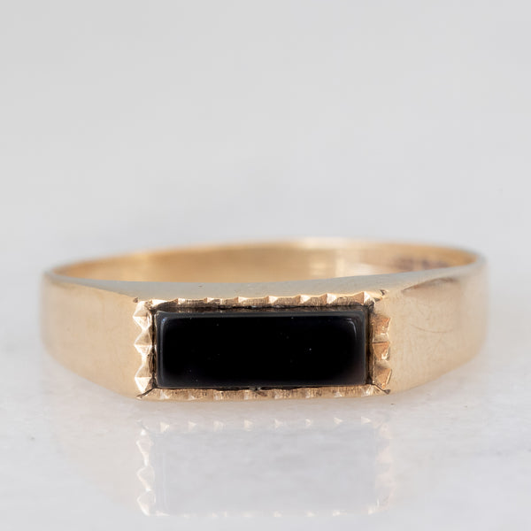 Anello vintage in oro giallo 9K con onice, anno 1986